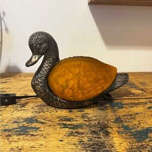 Duck Lamp with Amber Glass and Glow